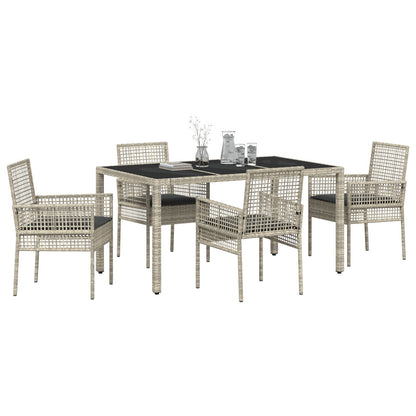 5-Delige Tuin Eetset Met Kussens Lichtgrijs Poly Rattan
