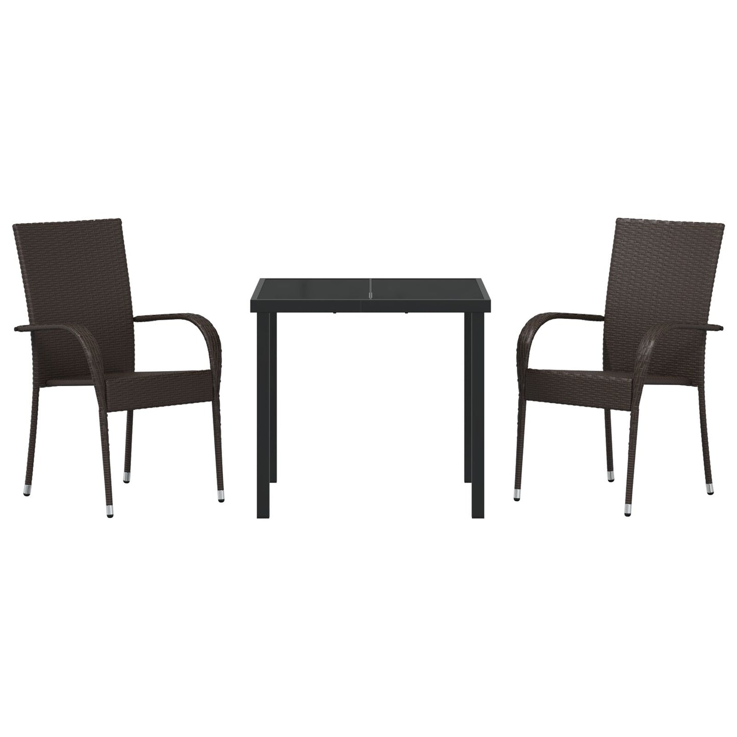 3-Persoons Tuin Eetset Bruin Poly Rattan