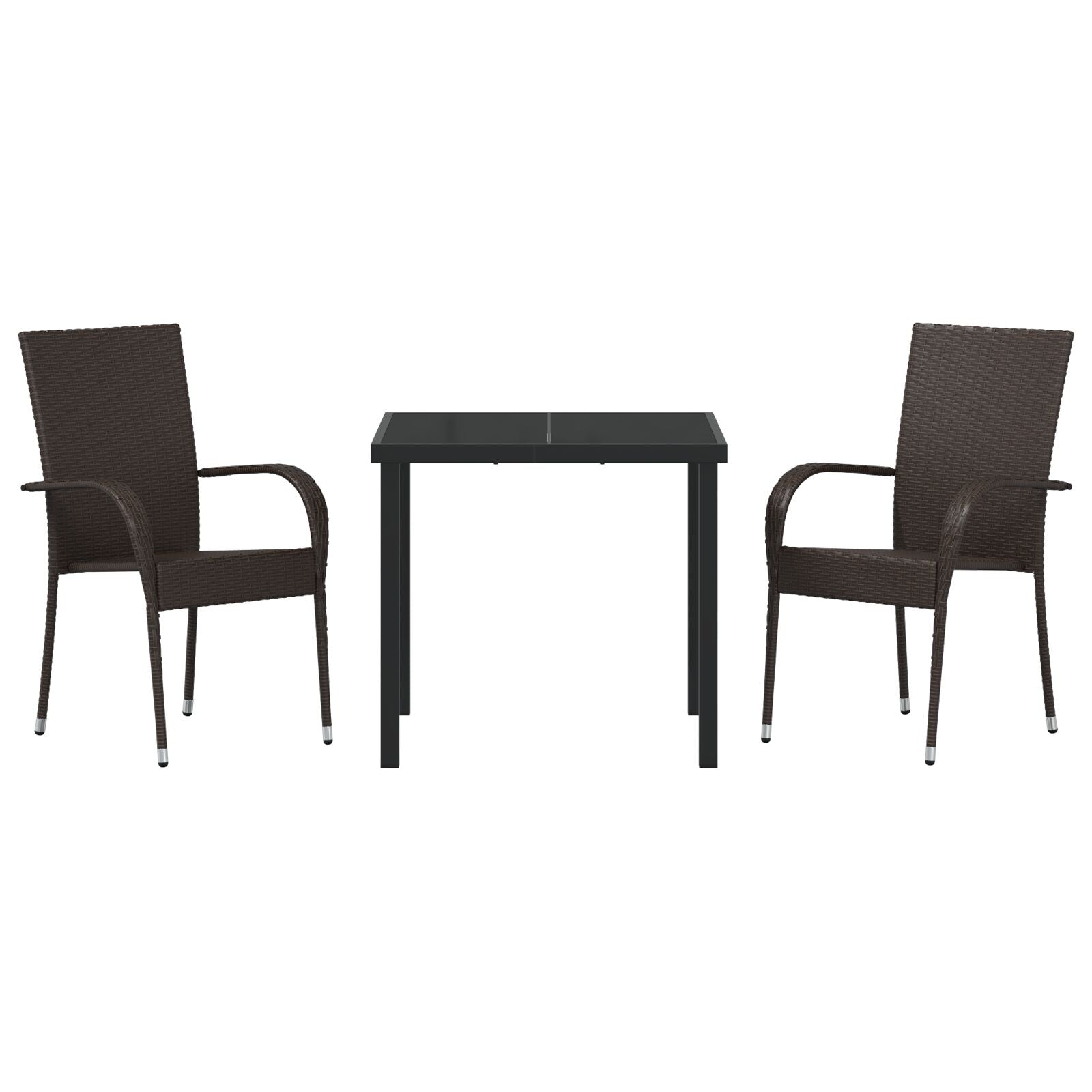 3-Persoons Tuin Eetset Bruin Poly Rattan