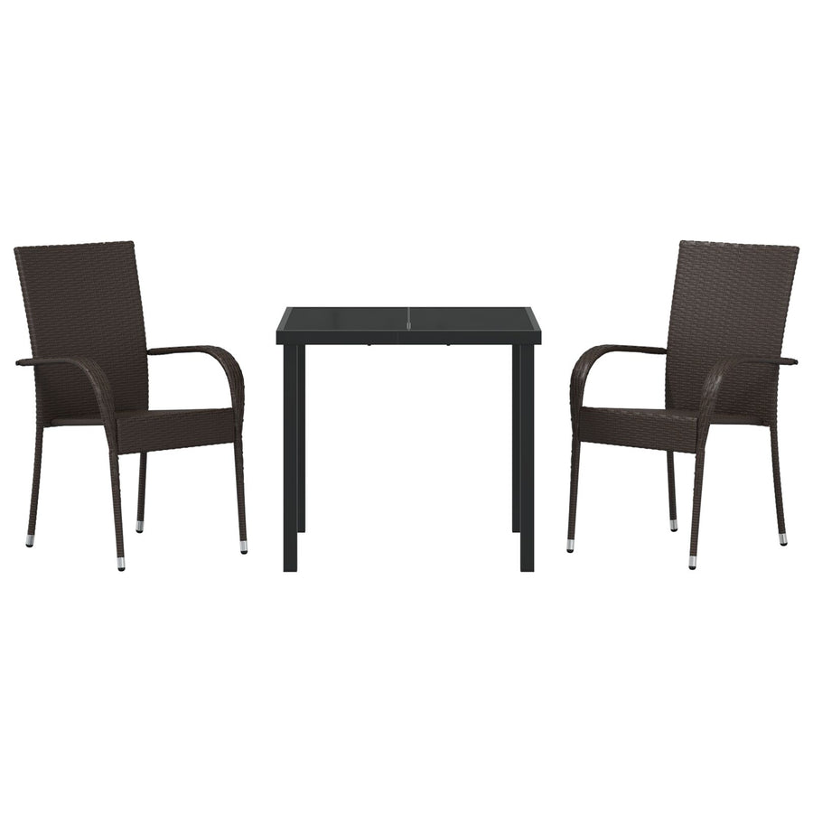 3-Persoons Tuin Eetset Bruin Poly Rattan
