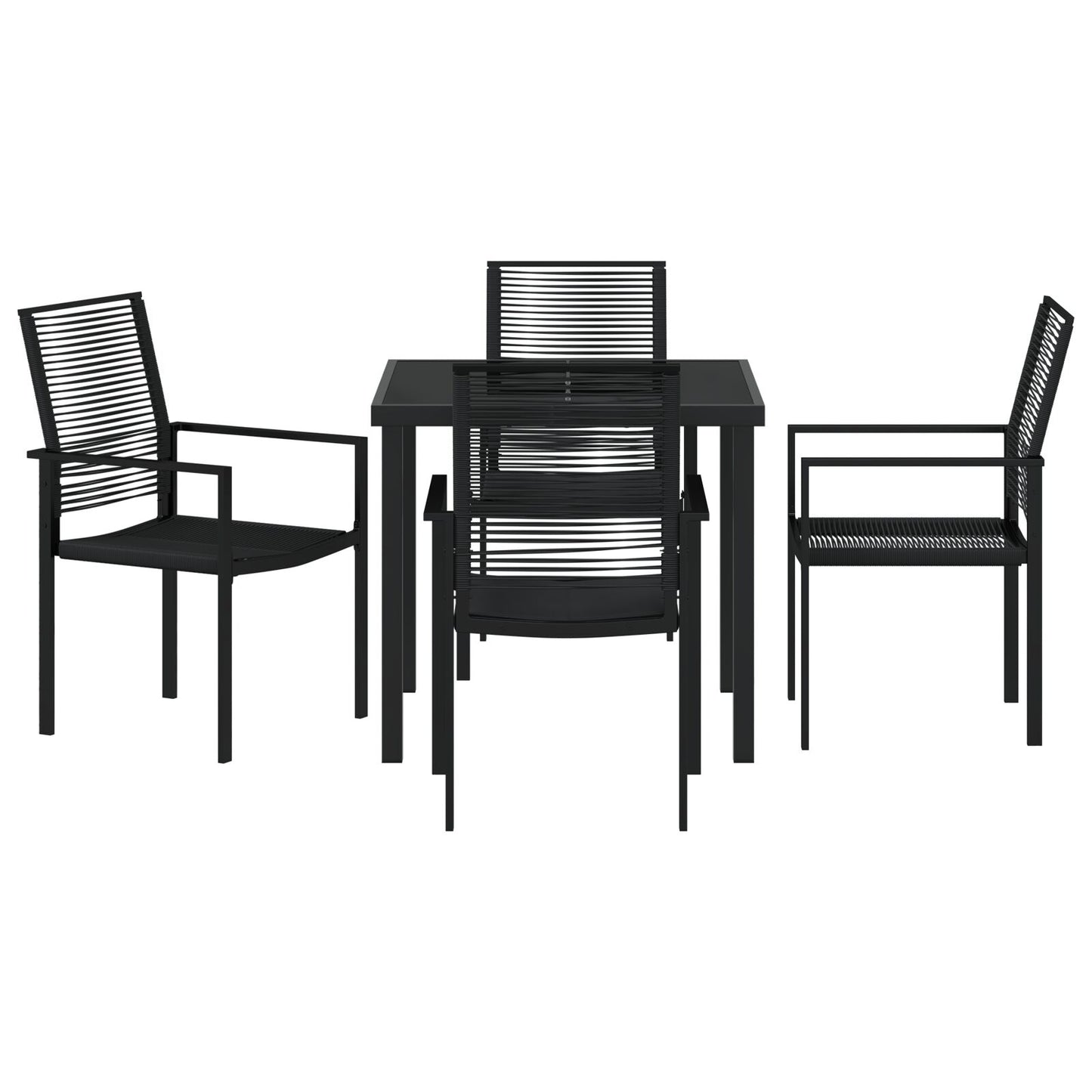 5-Delige Tuin Dining Set Zwart Pvc Riet