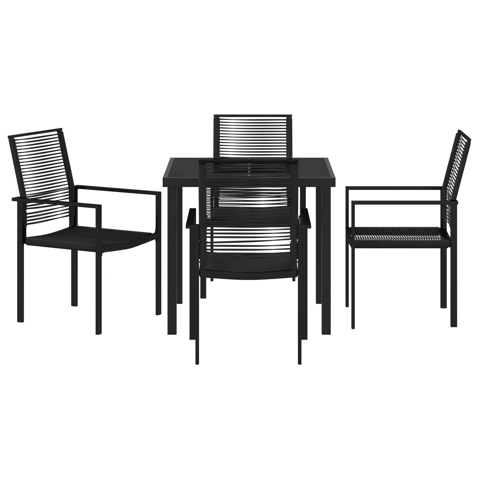 5-Delige Tuin Dining Set Zwart Pvc Riet