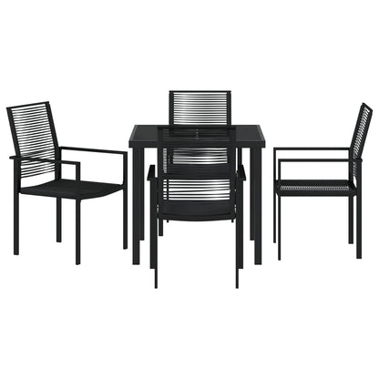 5-Delige Tuin Dining Set Zwart Pvc Riet
