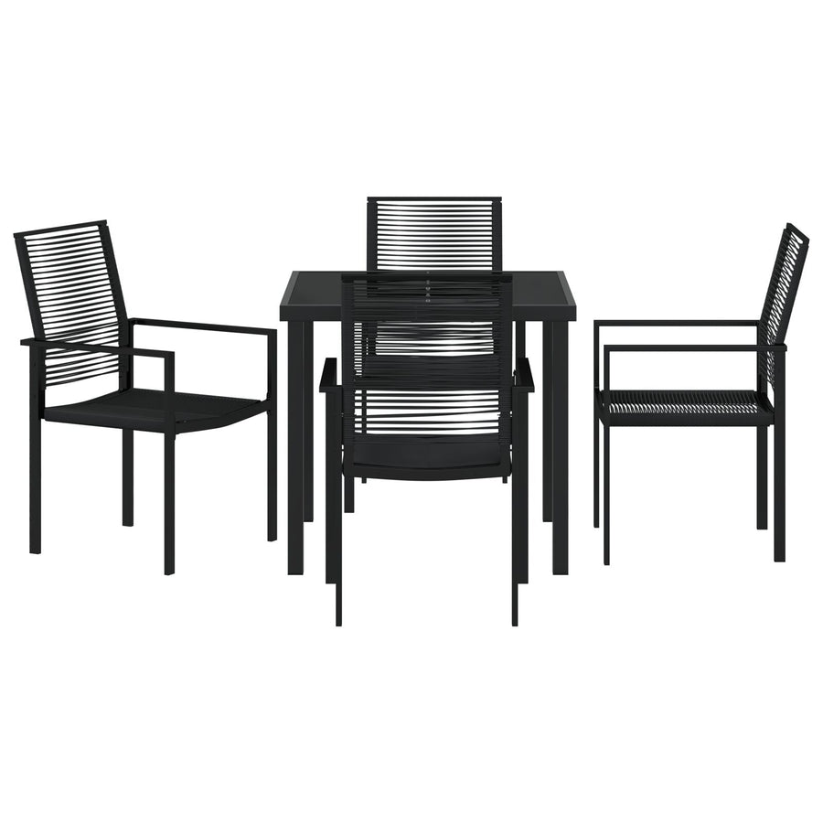 5-Delige Tuin Dining Set Zwart Pvc Riet
