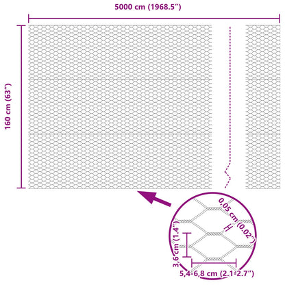 Hekpalen 22 St U-Channel 160 Cm Gegalvaniseerd Staal,  Hexagonaal Hek 1.6X50 M Gegalvaniseerd Staal