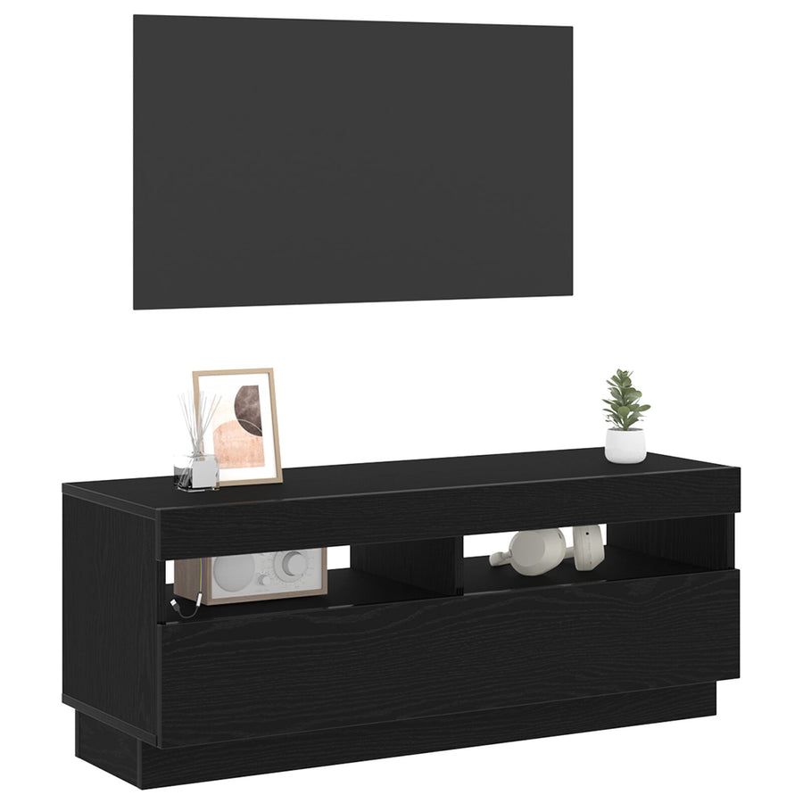 Tv-Kast Met Led-Verlichting - Zwart Eiken - 100X35X40 Cm - Bewerkt Hout
