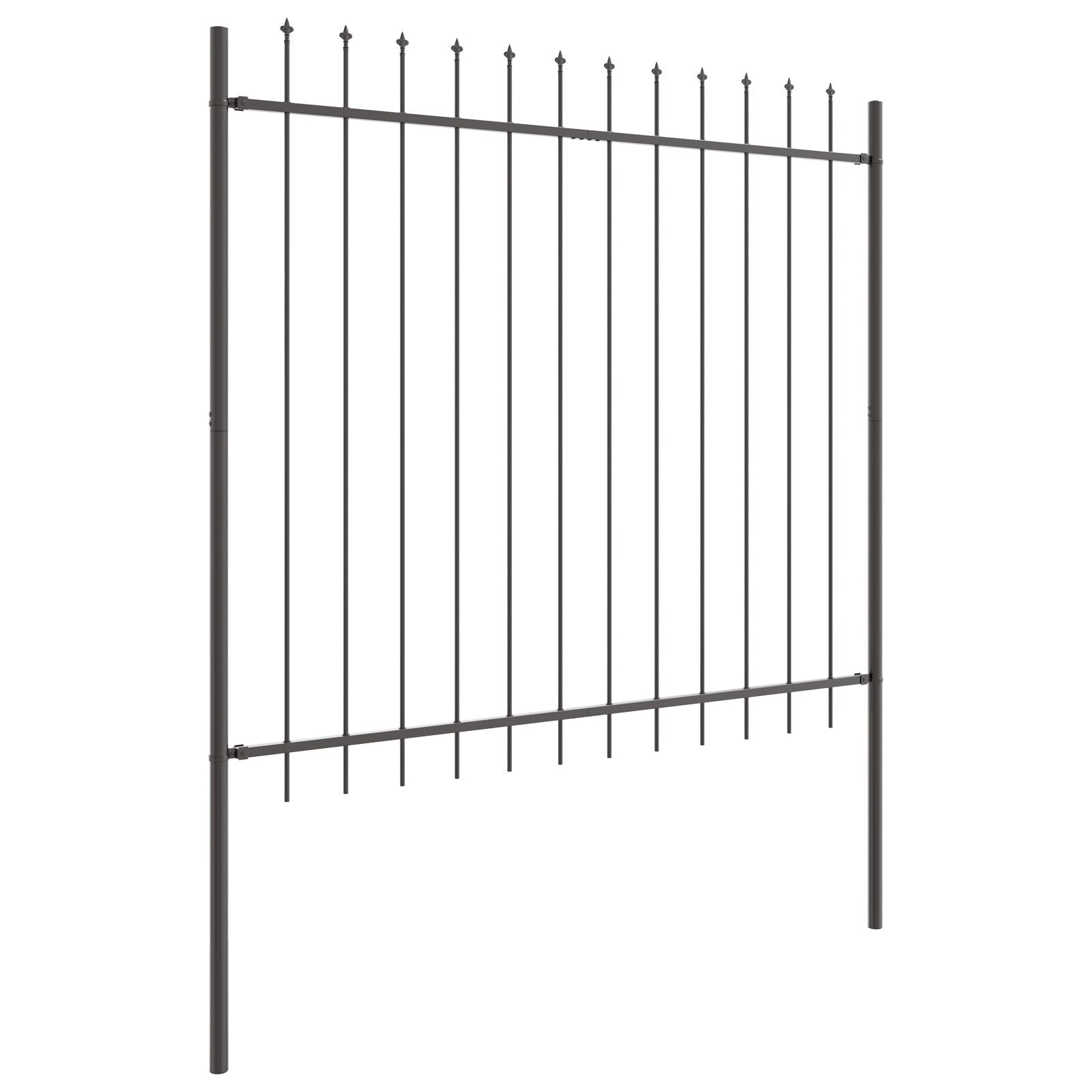 Tuinhek Met Speren Bovenkant 6,8X1,5 M Staal Grijs 1.5 m 6.8 m