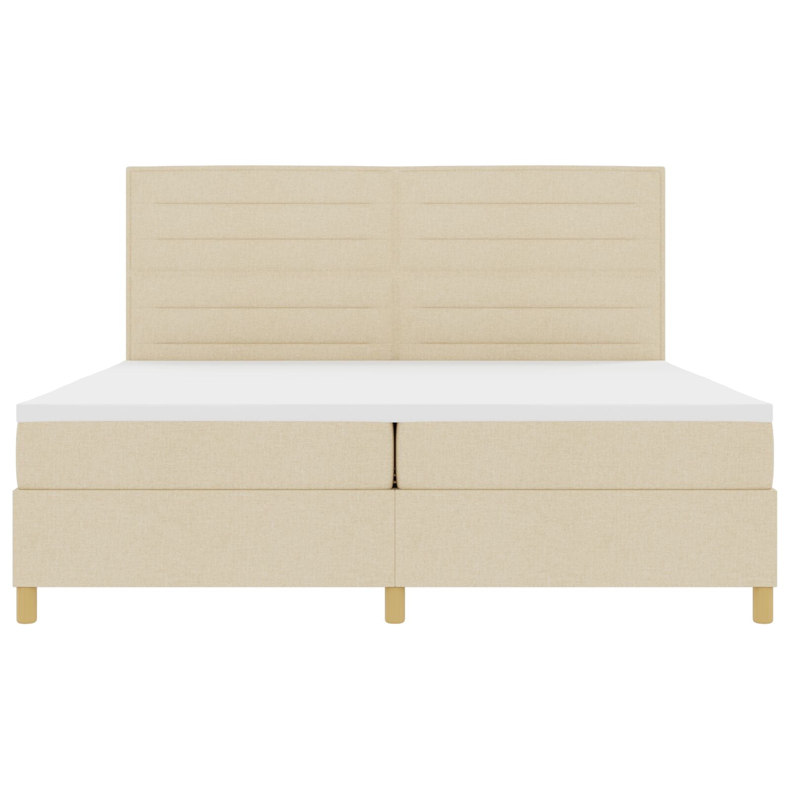 Boxspringbed Met Matras Crème 200X200 Cm Stof Blauw