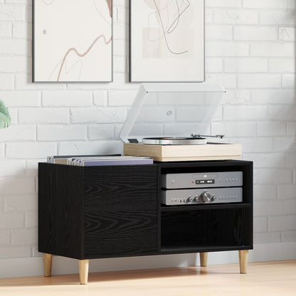Record Kast Bewerkt Hout Zwart eiken