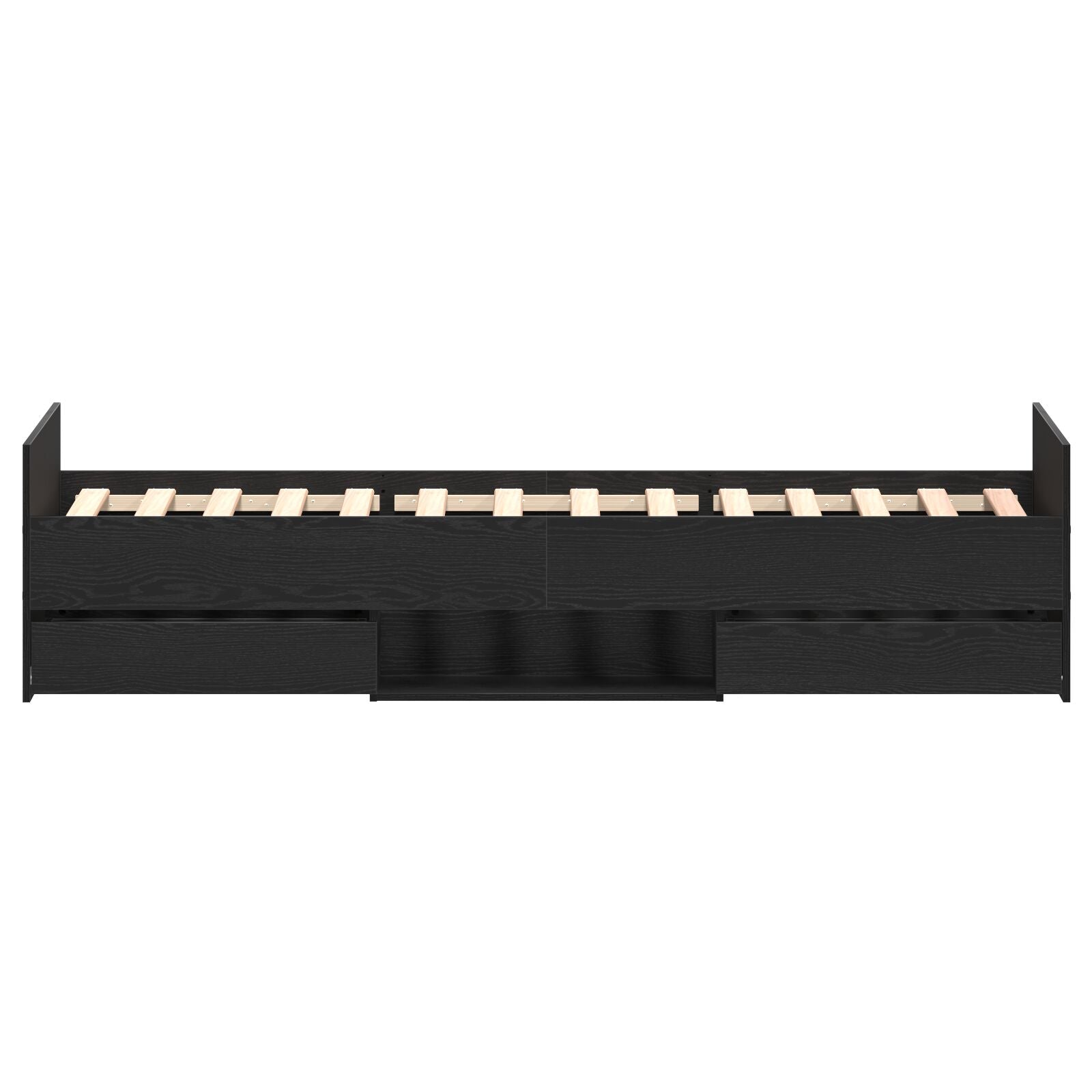 Bedframe Zonder Matras Zwart Eiken 100X200 Cm Bewerkt Hout