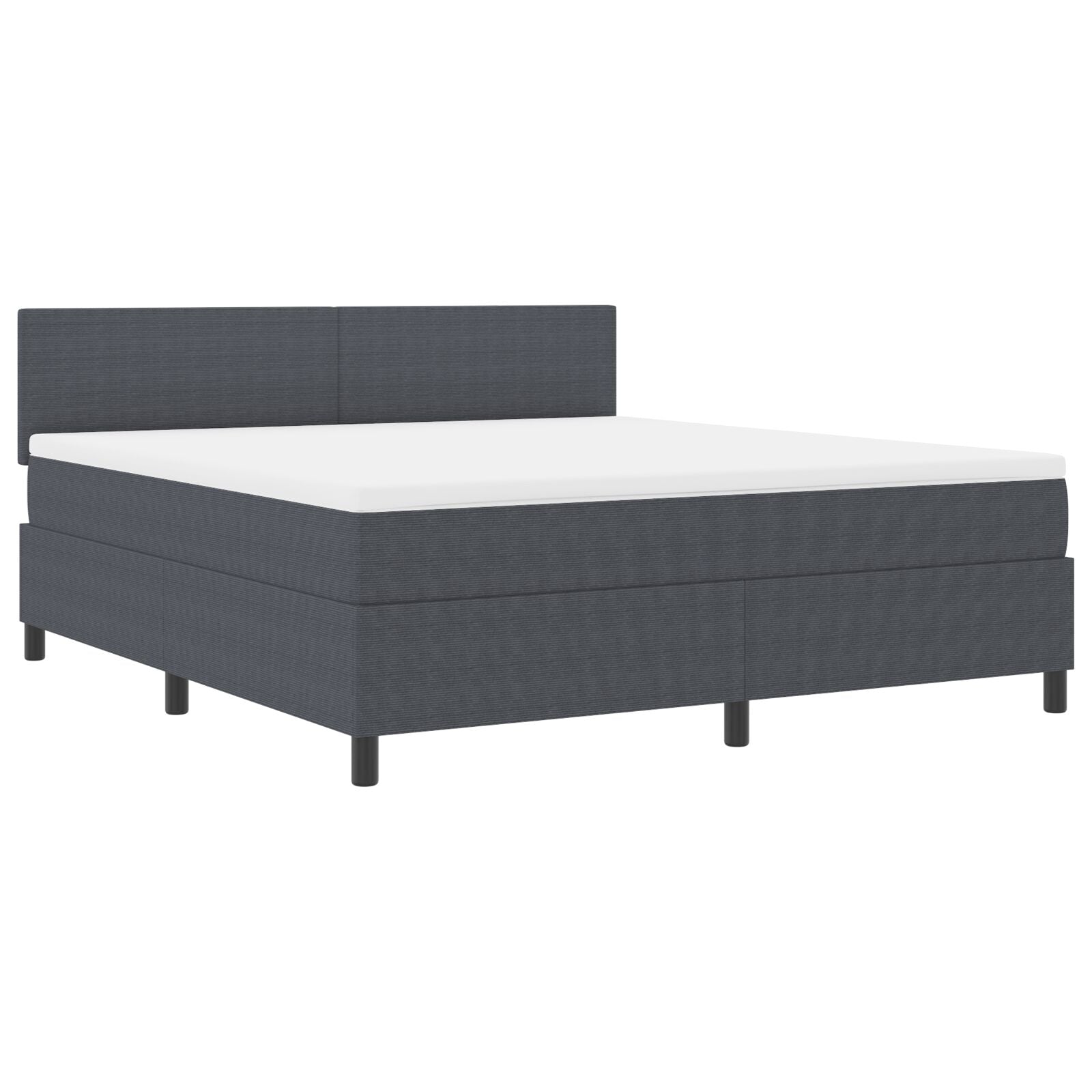 Boxspring Bed Met Matras Donkergrijs Super King Corduroy Stof