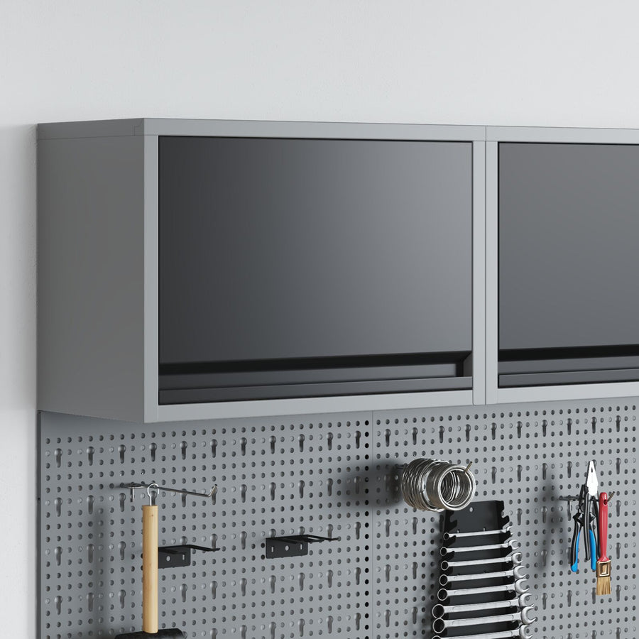 Gereedschapskast Muurbevestiging Met Gasliftdeur 50X25X35 Cm 50 cm Zwart en grijs