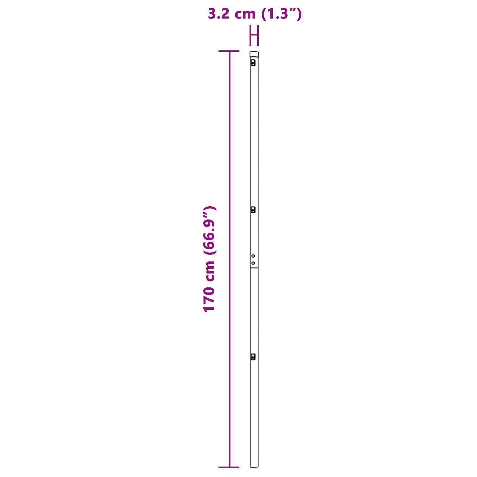 Funderingspalen 52 Stuks Ø32 Mm Gegalvaniseerd Staal Grijs 170 cm 52x post