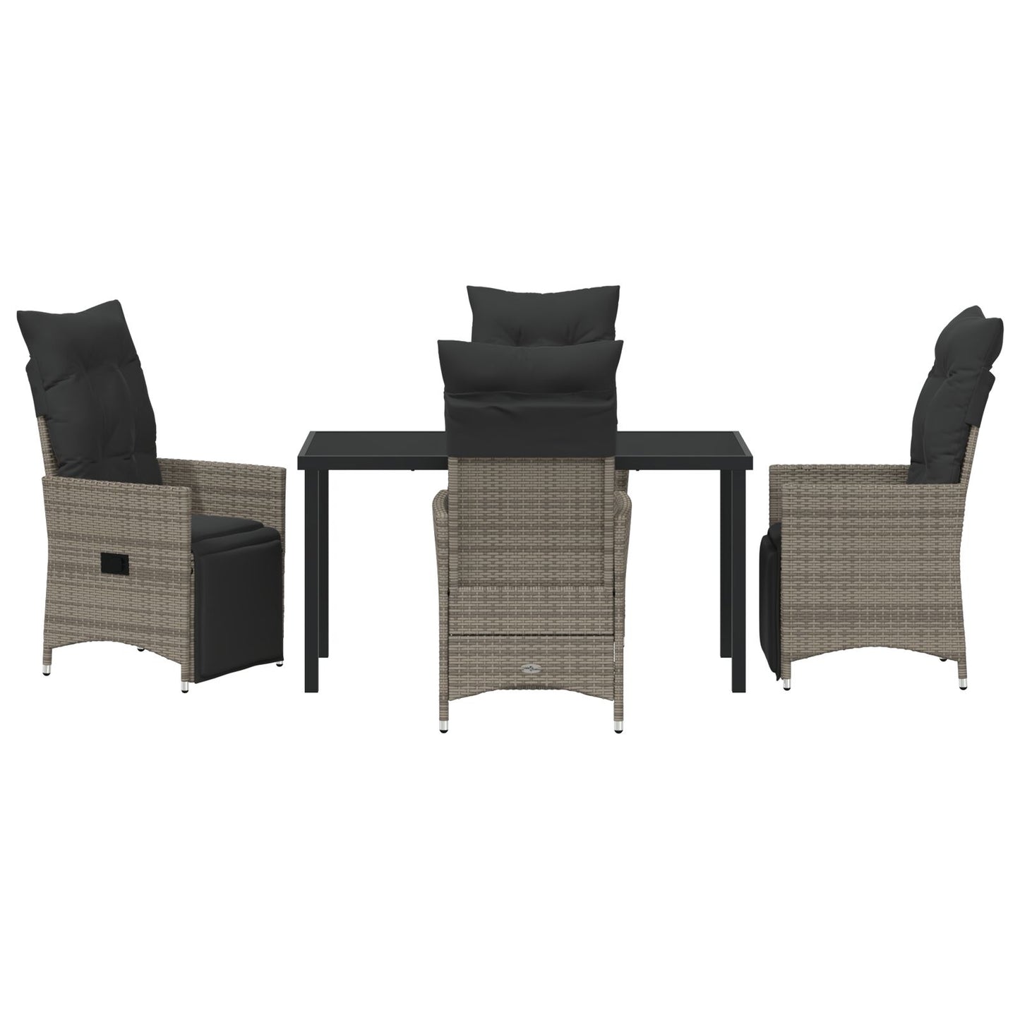 5-Delige Tuin Eetset Met Kussens Grijs Poly Rattan