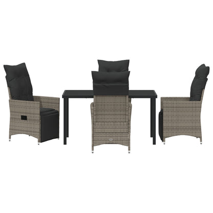5-Delige Tuin Eetset Met Kussens Grijs Poly Rattan
