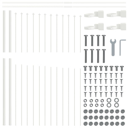 Tuinschutting Met Hoektop 11,9X1,5 M Staal Wit 11.9 m 125-150 cm