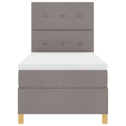 Boxspring Bed Met Matras Taupe 100X200 Cm Stof Blauw
