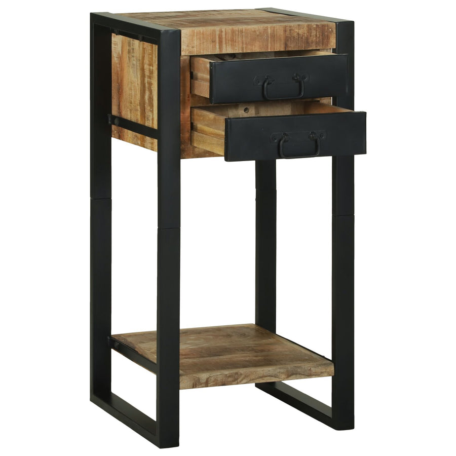 Bijzettafels Natuurlijke Hout En Zwart , Metaal