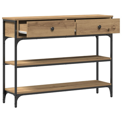 Console Tafel Ambachtelijk Eiken 100X25X75 Cm Bewerkt Hout & Staal
