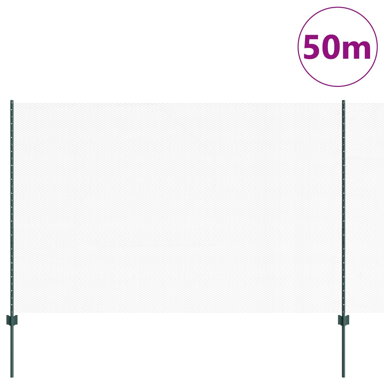 Omheining Palen 11 Stuks U-Kanaal Groen 160 Cm Staal,  Hexagonale Omheining Groen 1.6X50M Staal