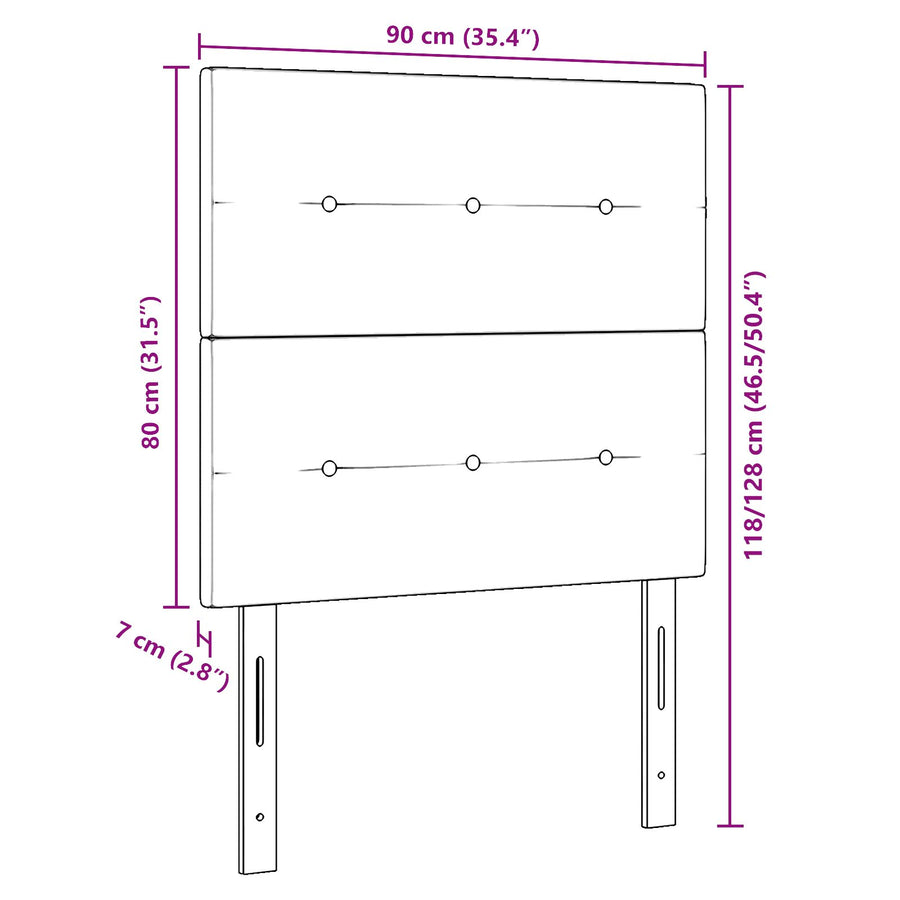 Hoofdbord Met Knopen Tufted Stof Zwart 90 cm Hoog hoofdbord