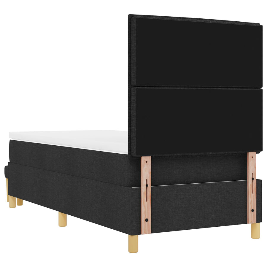 Boxspring Bed Met Matras & Bank Stof Zwart 80 x 200 cm Lijnen ontwerp