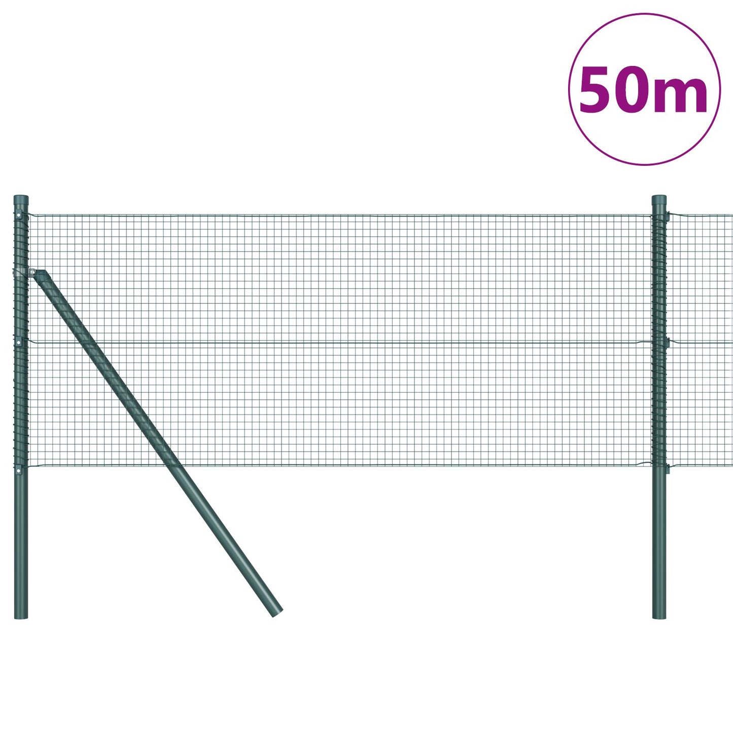Gelaste Draadhek Met 13 Posts Groen 0.8X50 M Staal Gegalvaniseerd Staal