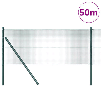 Gelaste Draadhek Met 13 Posts Groen 0.8X50 M Staal Gegalvaniseerd Staal