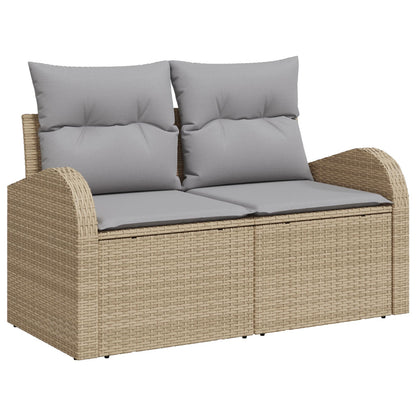 5-Delige Tuin Sofa Set Met Kussens Zwart Poly Rattan Beige en Grijs met tafel