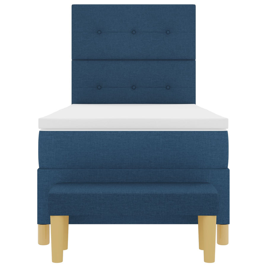 Boxspring Bed Met Matras & Bank Stof Blauw 80 x 200 cm Knoopgetuft