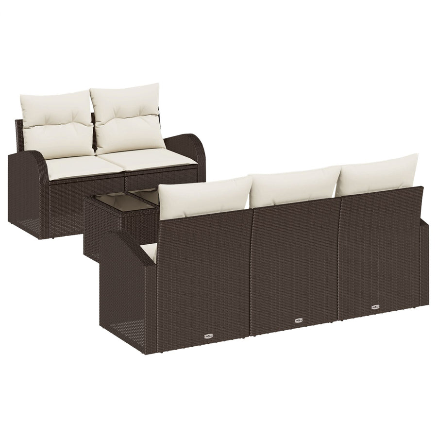6 Delige Tuinbank Set Met Kussens Bruin Poly Rattan