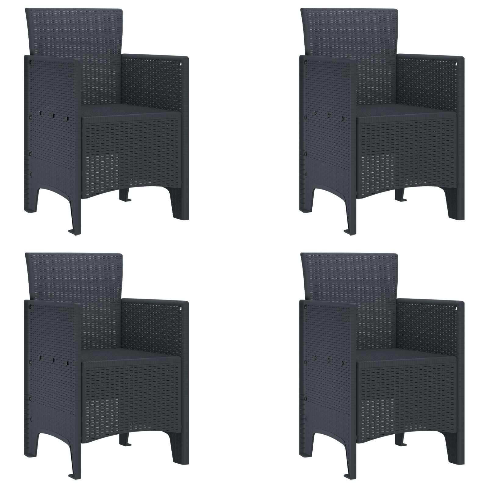 5-Delige Tuin Dinerset Antraciet Poly Rattan