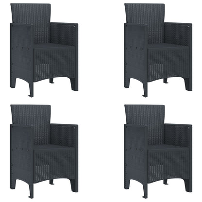 5-Delige Tuin Dinerset Antraciet Poly Rattan