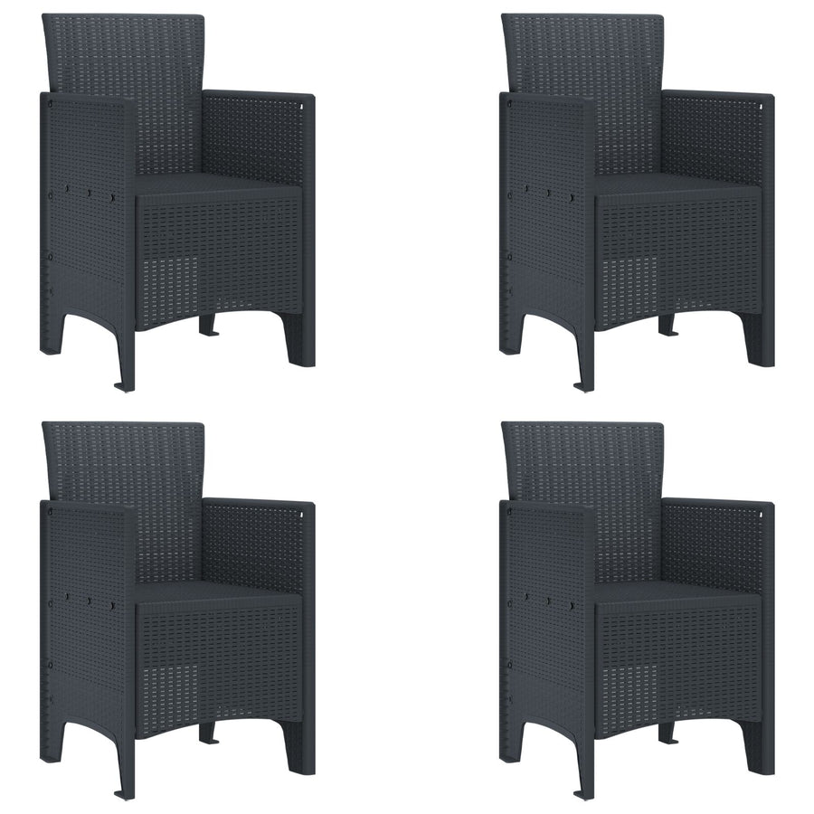 5-Delige Tuin Dinerset Antraciet Poly Rattan
