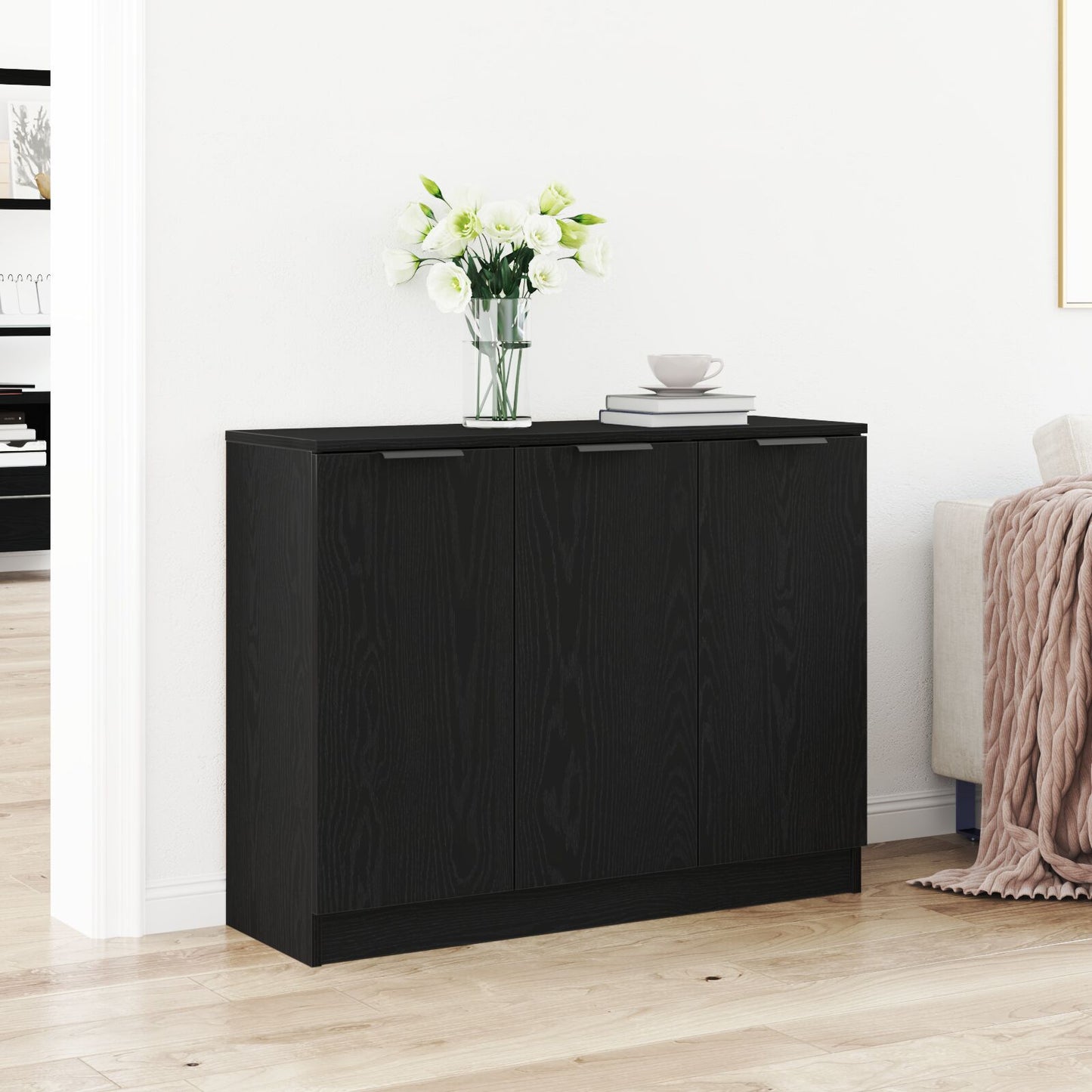 Dressoir Zwart Eiken 90,5X30X70 Cm Engineered Wood