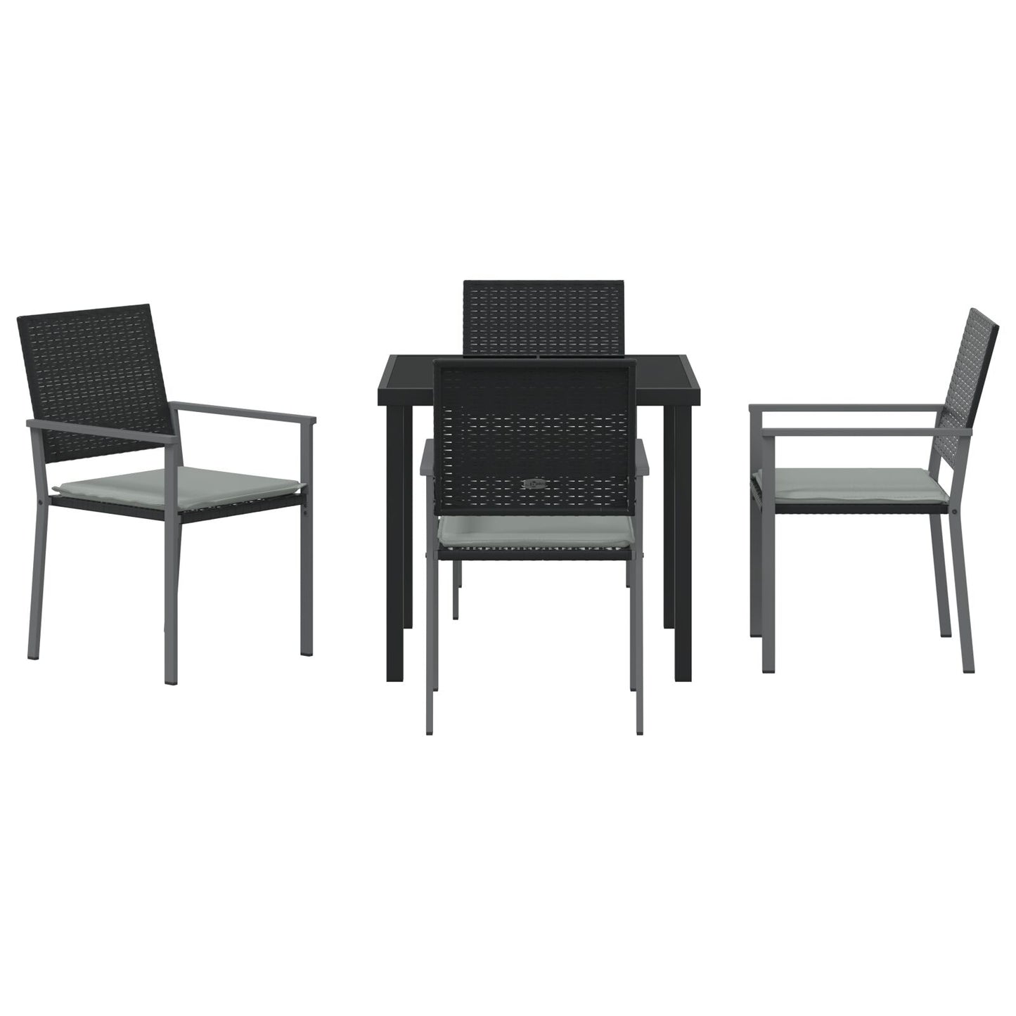 Set Van 3 Zwart Pe Rattan, Gepoedercoat Staal Standaard