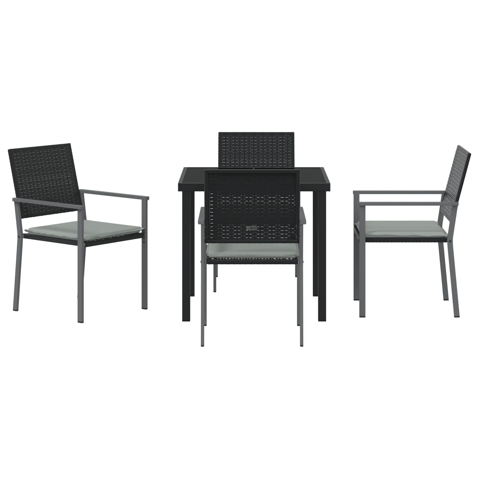 Set Van 3 Zwart Pe Rattan, Gepoedercoat Staal Standaard
