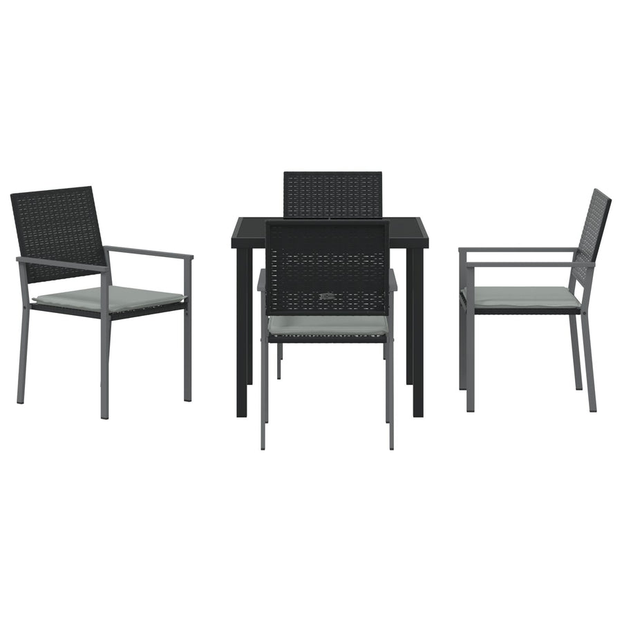 Set Van 3 Zwart Pe Rattan, Gepoedercoat Staal Standaard