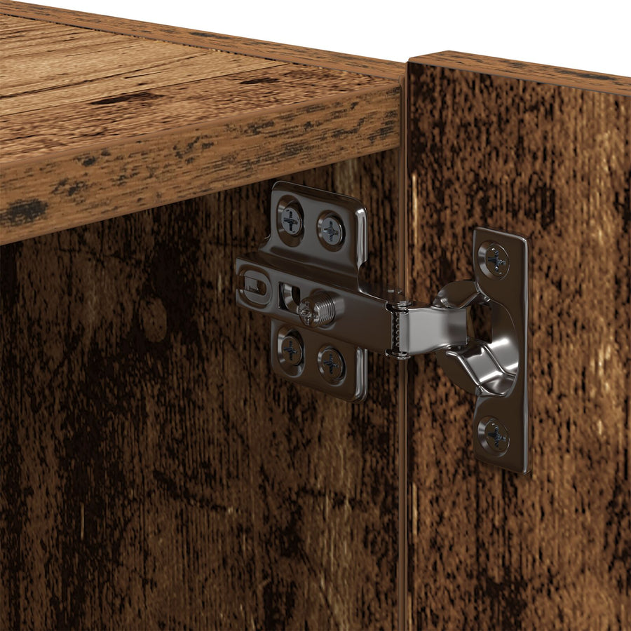 Tv Wandkast Met Led Verlichting Oud Hout 80X35X31 Cm