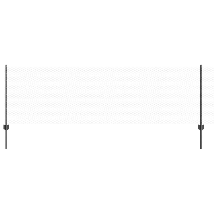 Hekpalen 11 Stuks U-Channel Grijs 80 Cm Staal,  Hexagoon Hek Grijs 0.8X25 M Staal