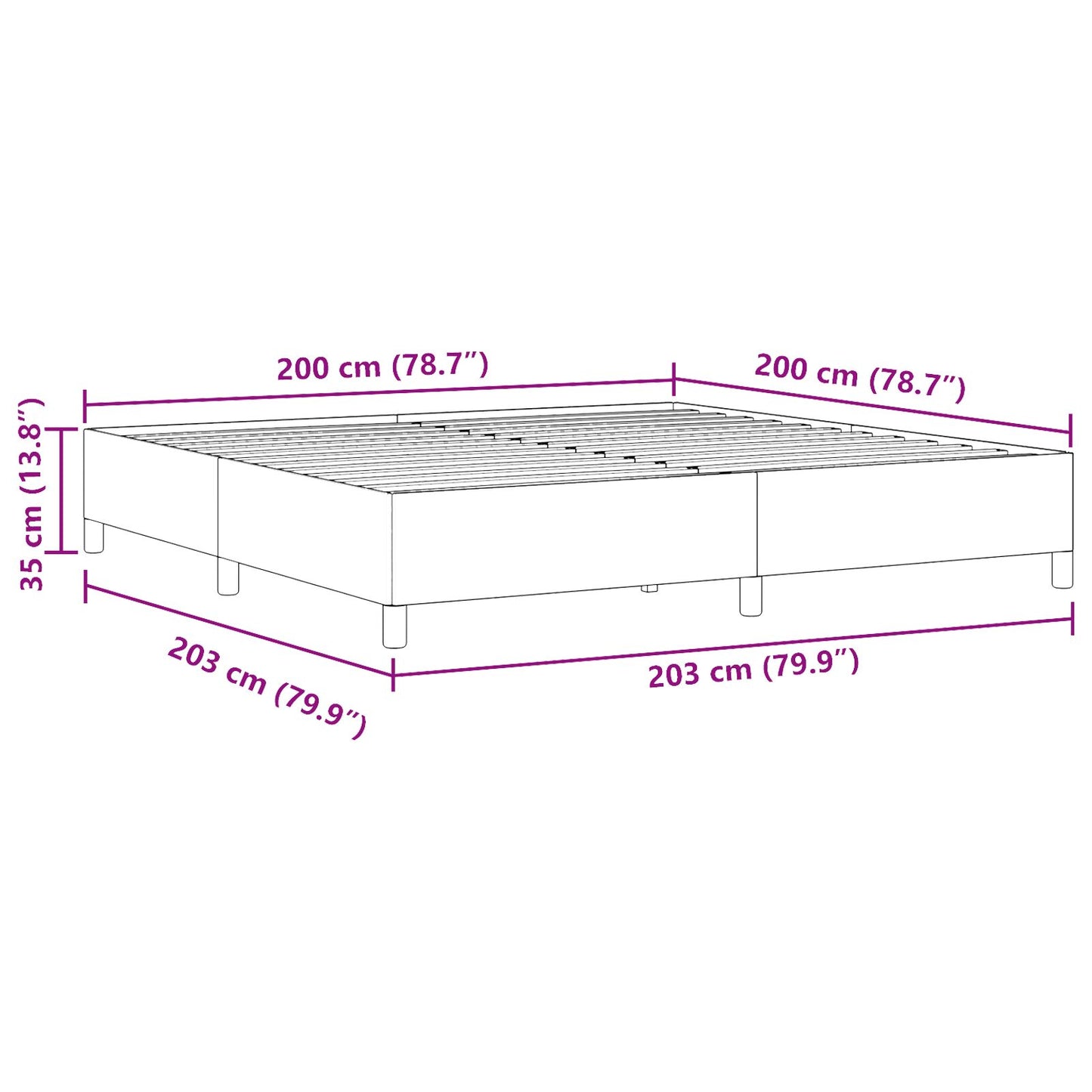 Bedframe Corduroy Stof Donkergrijs 200 x 200 cm