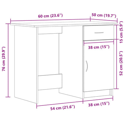 Bureau Zwart Eiken 100X50X76 Cm Enkel Hout