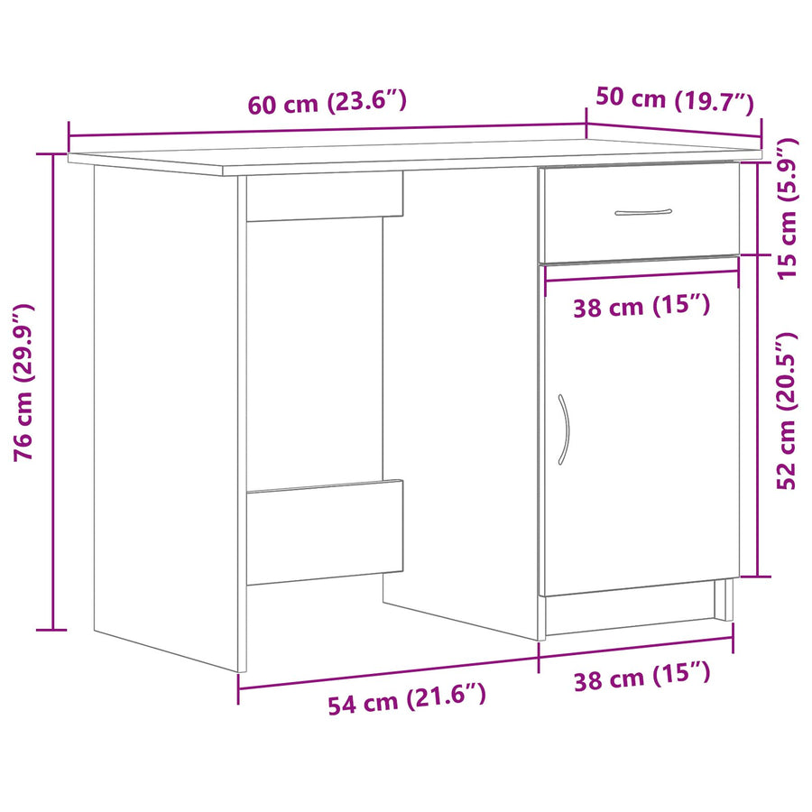 Bureau Zwart Eiken 100X50X76 Cm Enkel Hout