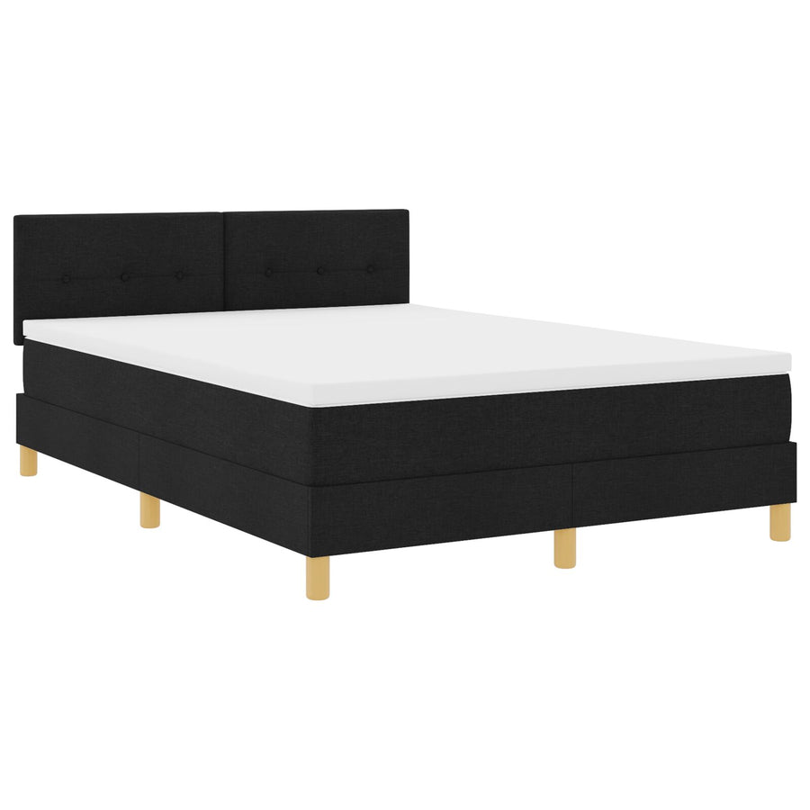 Boxspringbed Met Matras Stof Zwart 140 x 200 cm Knop tufted