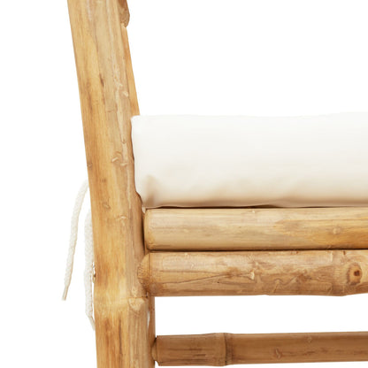 Tuinbank Met Kussen 110 Cm Van Bamboe Crème wit