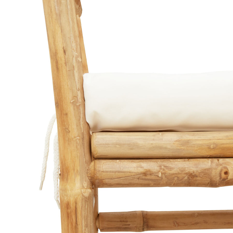 Tuinbank Met Kussen 110 Cm Van Bamboe Crème wit