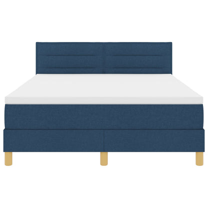 Boxspringbed Met Matras Stof Blauw 140 x 200 cm Lijnen ontwerp