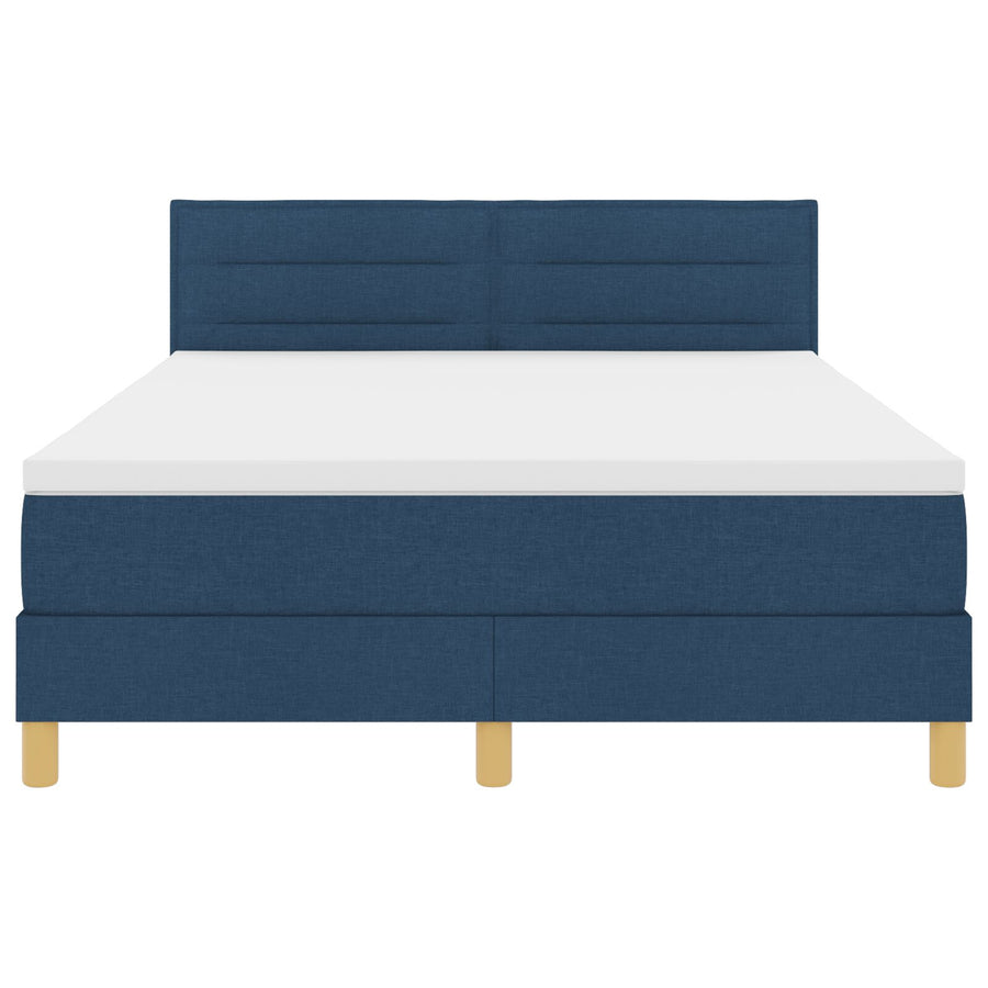 Boxspringbed Met Matras Stof Blauw 140 x 200 cm Lijnen ontwerp