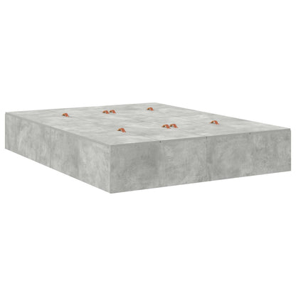 Opslagbedframe Beton Grijs Bewerkt Hout 160 X 200 Cm Opslag Artisanaal Eiken