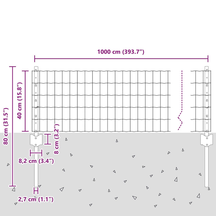 Tuinhek Set Set Van 2 Grijs Gepoedercoat Staal 10 X 0.4 M